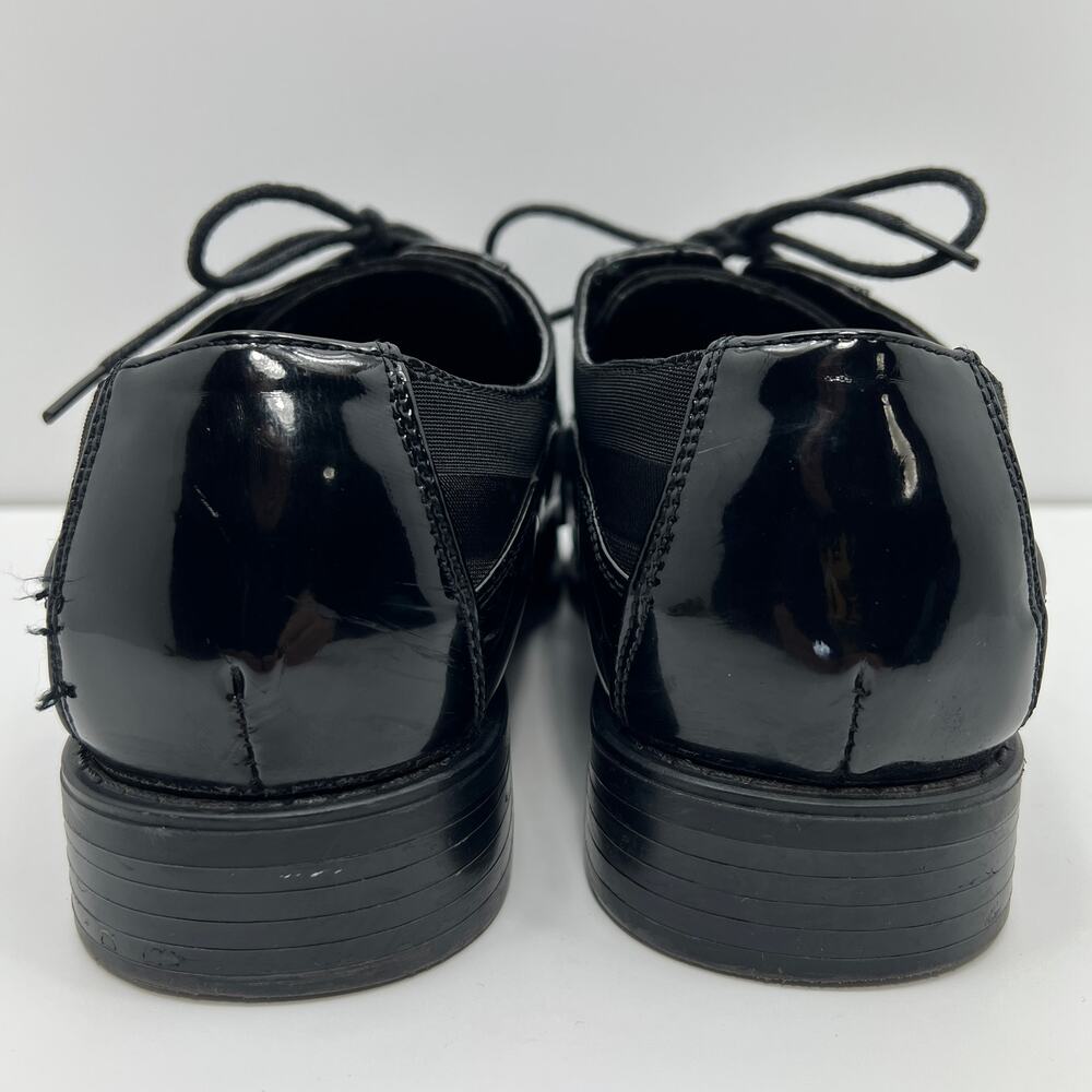 Derby Mens 8.5 Dress Shoes Black Striped Satin Upper Square Toe Viotti - Picture 3 of 8